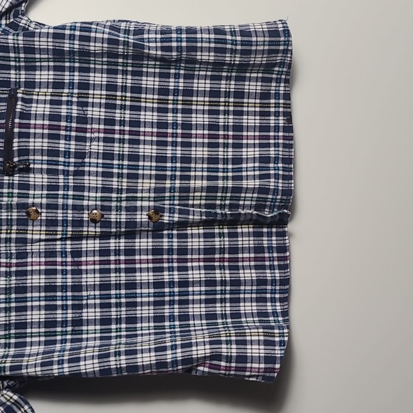 LEMON GRASS Short Sleeve Flannel Multi Color Casual Button Down Shirt Size Large - Picture 4 of 15